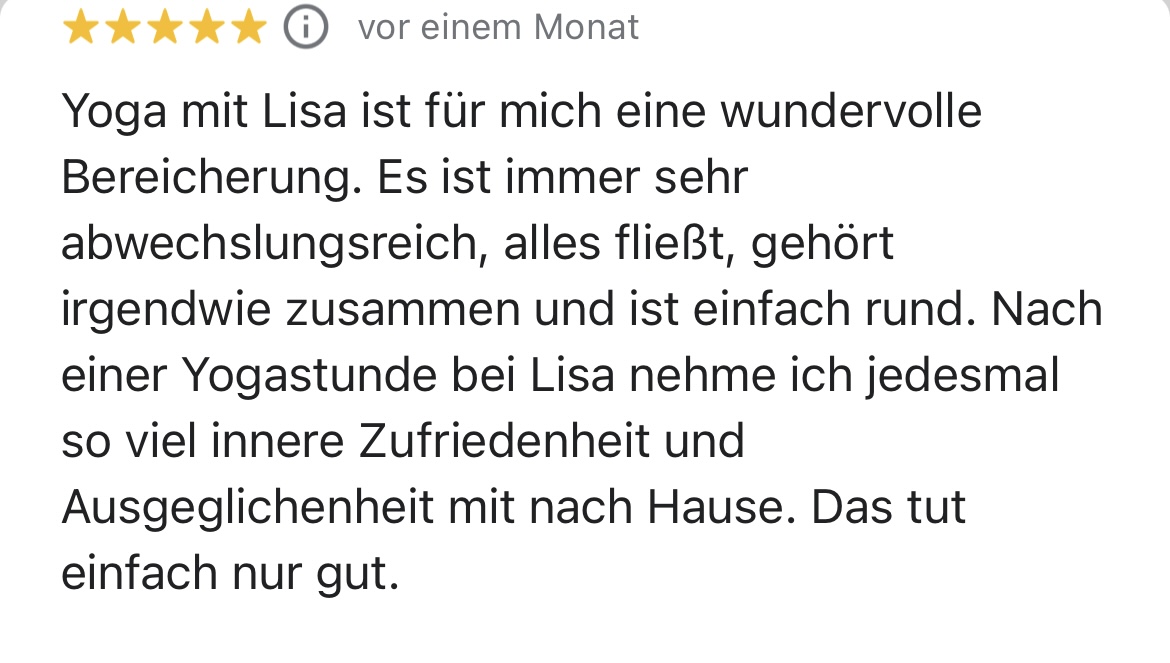 Bewertung Yogaklasse - August 2023