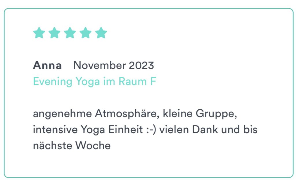 Bewertung Yogastunde - November 2023